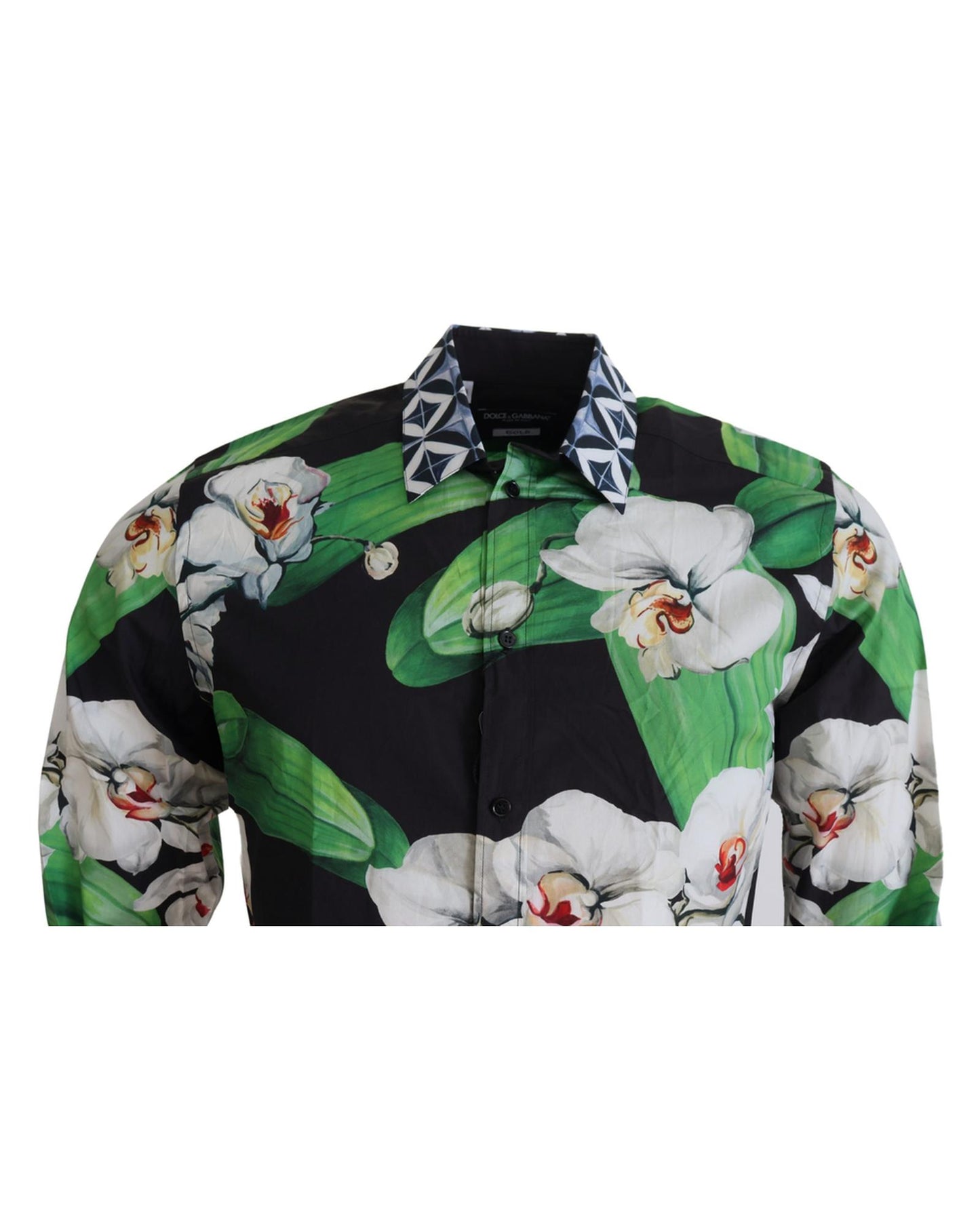 100% Authentic Dolce & Gabbana Black Floral Dress Shirt 40 IT Men