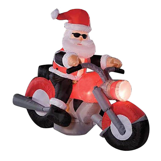 Christmas By Sas 1.6m Self Inflatable Santa & Motorbike Built-In Blower Bright LED Lighting
