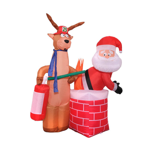 Christmas By Sas 1.5m Self Inflatable Santa Stuck In Chimney Built-In Blower LED Lighting