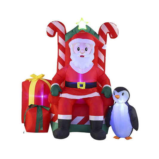Christmas By Sas 2.1m Santa In His Armchair Self Inflatable LED Lighting