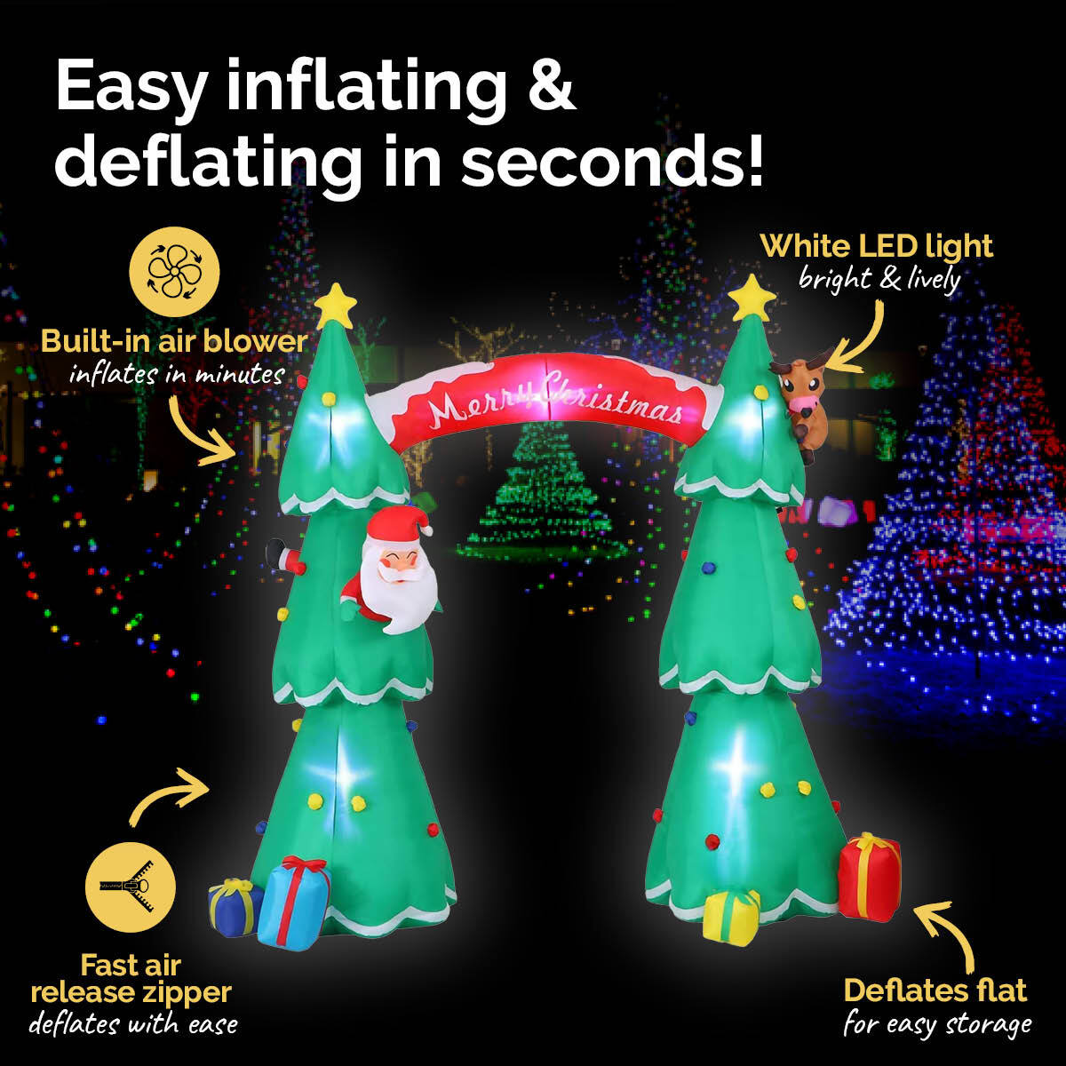 Christmas By Sas 3m x 2.4m Christmas Tree Arch Self Inflatable LED Lights