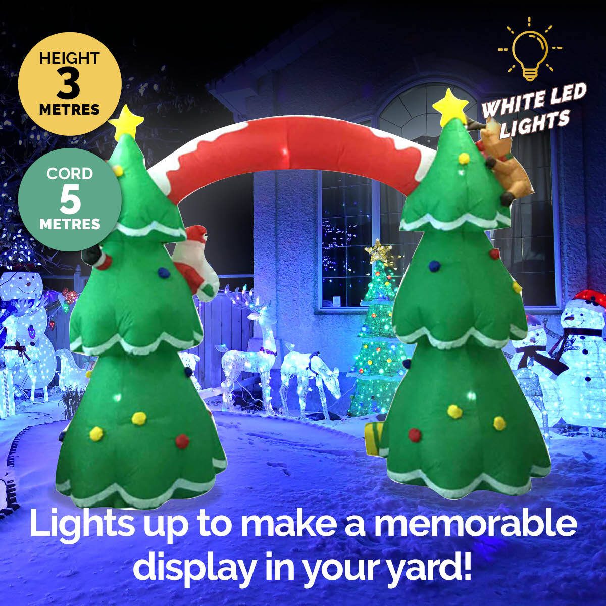 Christmas By Sas 3m x 2.4m Christmas Tree Arch Self Inflatable LED Lights