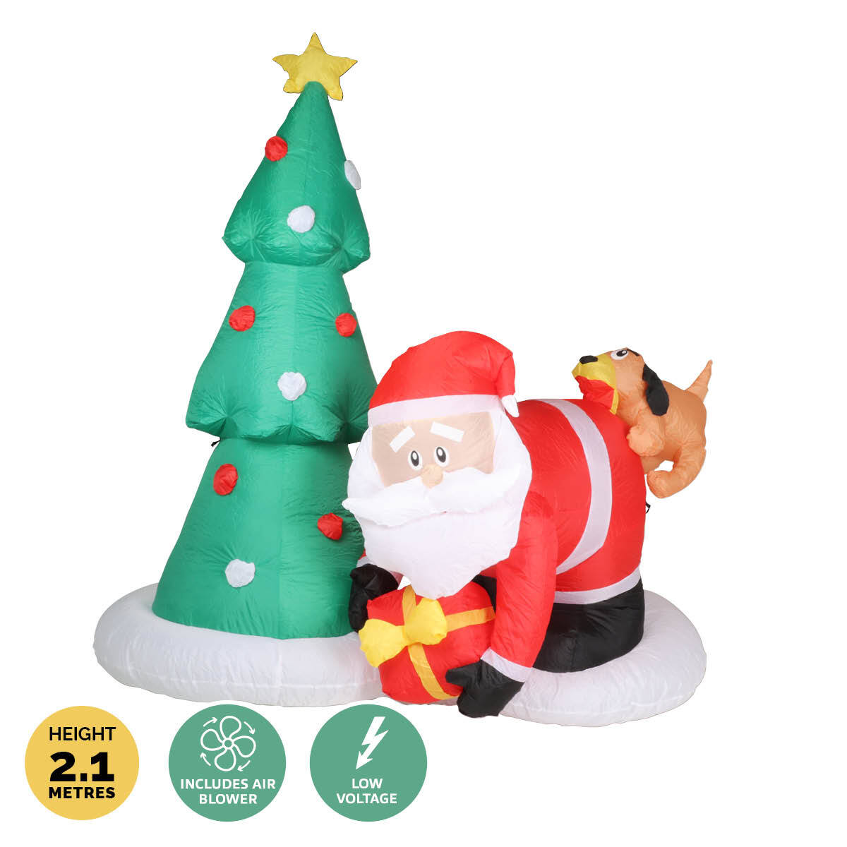 Christmas By Sas 2m Santa Puppy & Tree Self Inflatable Bright LED Lighting