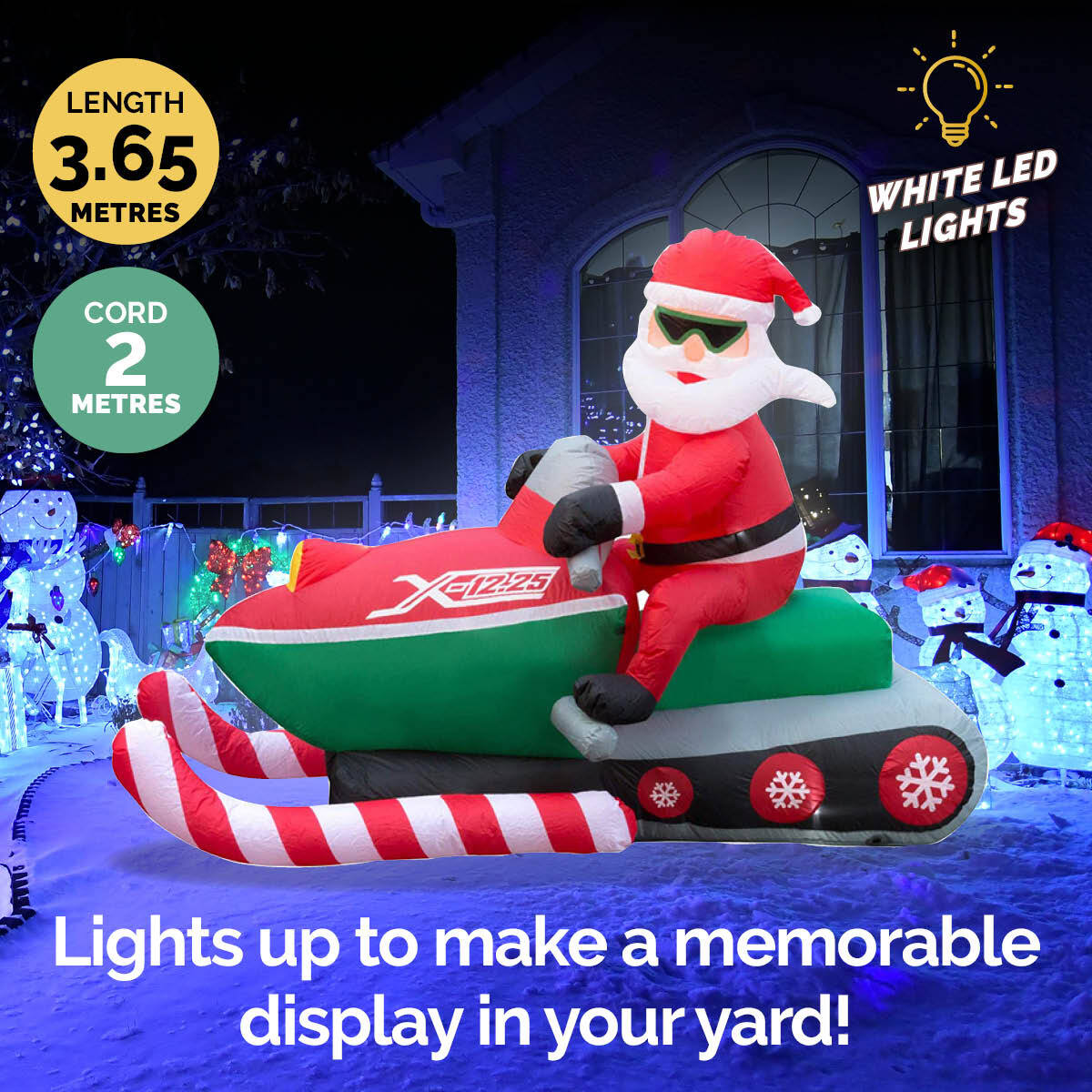 Christmas By Sas 3.65m Santa & Jet Ski Self Inflatable Bright LED Lighting