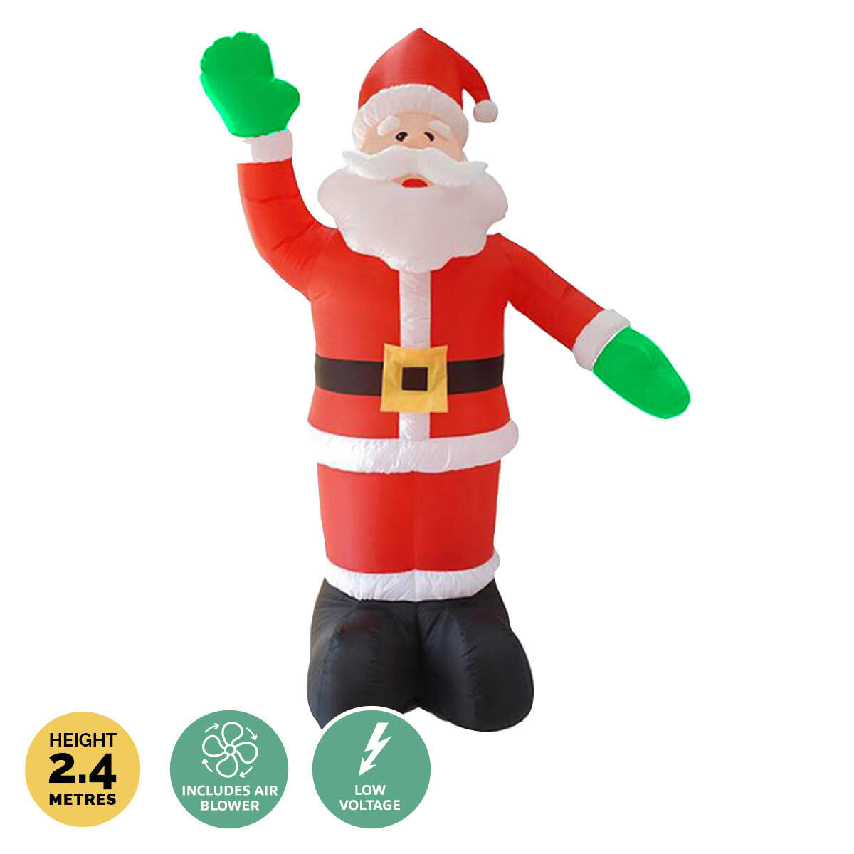 Christmas By Sas 2.4m Waving Santa Self Inflatable Bright LED Lighting