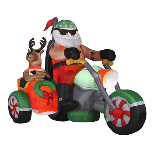 Christmas By Sas 1.8m Santa Reindeer & Trike Built-In Blower Self Inflatable LED Lighting