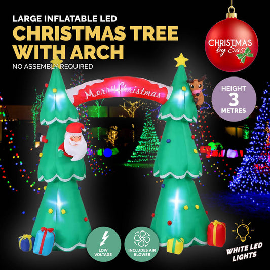 Christmas By Sas 3m x 2.4m Christmas Tree Arch Self Inflatable LED Lights