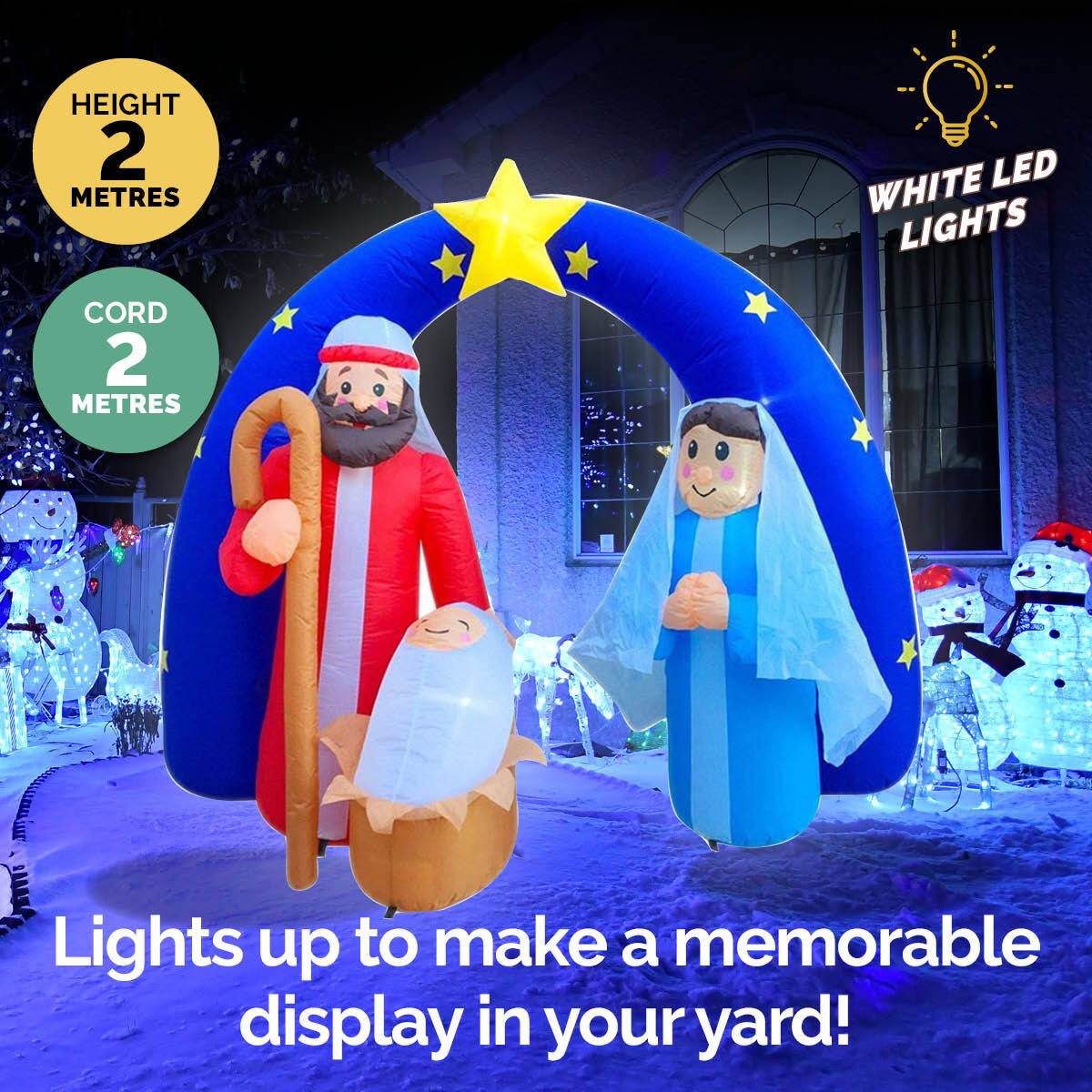 Christmas By Sas 2m Nativity Scene Baby Jesus Self Inflatable LED Lighting