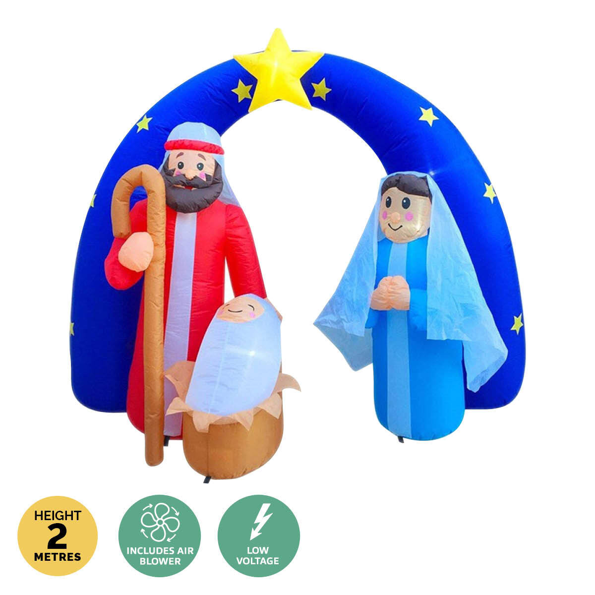 Christmas By Sas 2m Nativity Scene Baby Jesus Self Inflatable LED Lighting