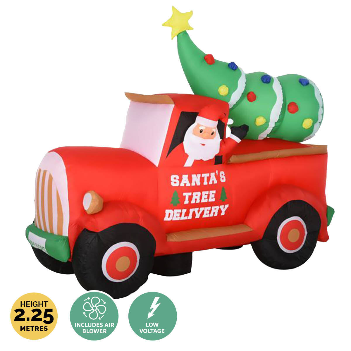 Christmas By Sas 2.25m Santa Ute & Tree Built-In Blower Bright Self Inflatable LED Lighting